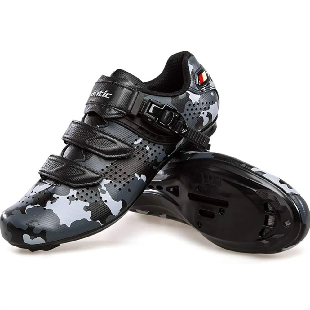 Santic Road Cycling Shoes Grey Camo Ratchet Buckle Mens 11 PC20072303